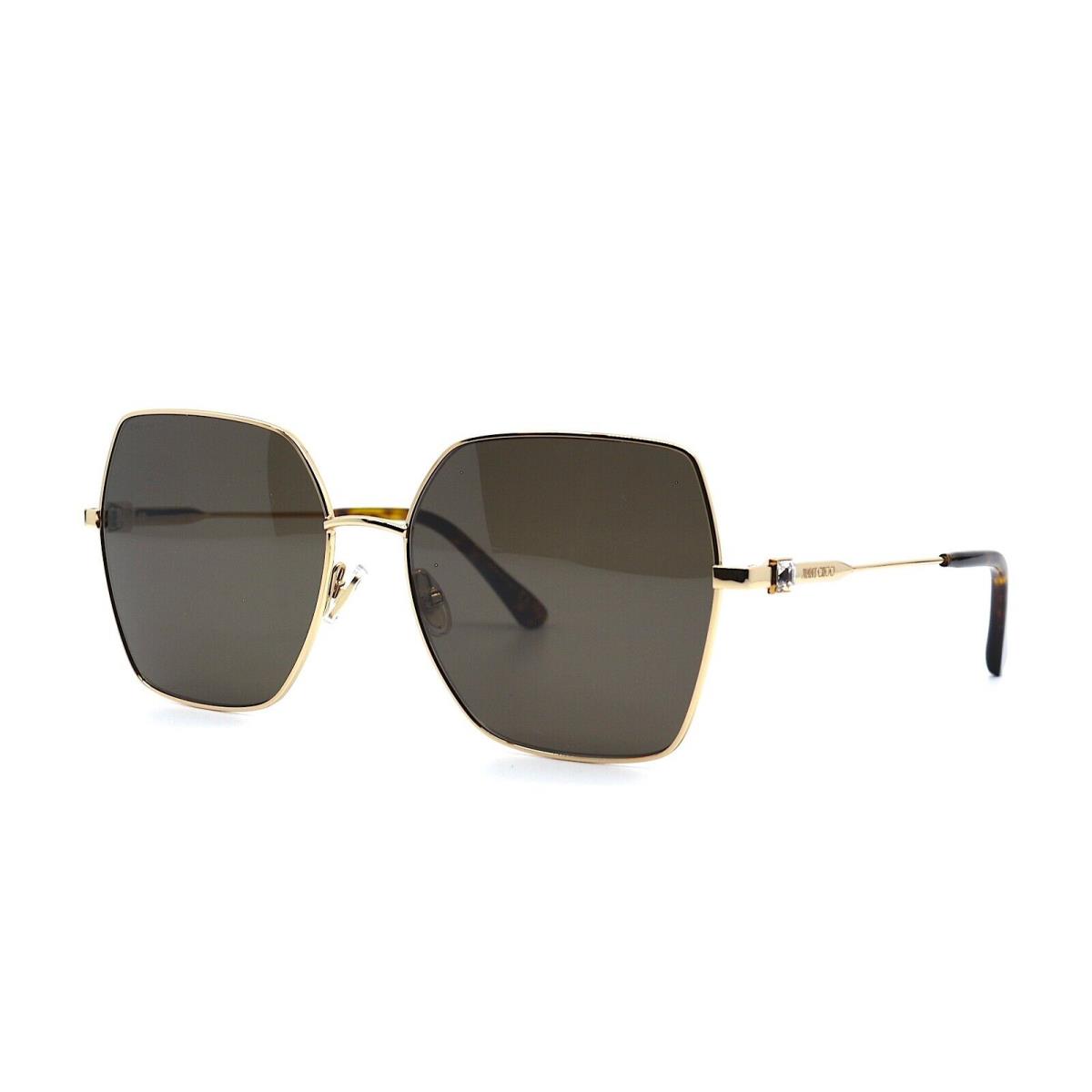 Jimmy Choo Reves/s 01Q Rose Gold Brown Oversized Women`s Sunglasses - Frame: Gold, Lens: Brown