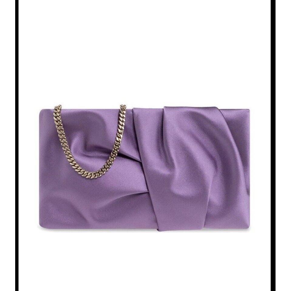 Jimmy Choo Bonny Satin Chain Clutch Purse Lavender Purple