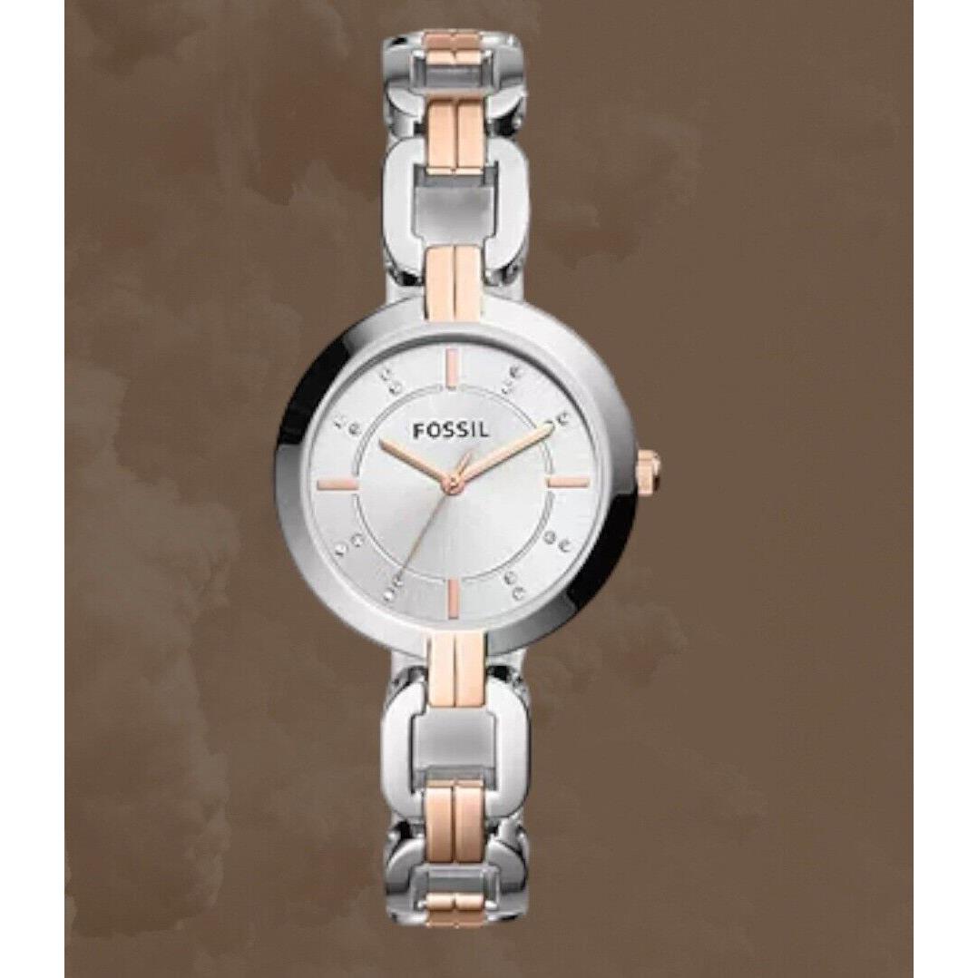 Fossil Kerrigan Three-hand Two-tone Stainless Steel Watch Rose Gold Silver