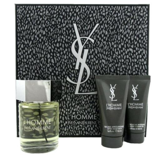 Yves Saint Laurent Ysl L Homme 3pc Gift Set with 3.4oz Edt+1.6 Body Lition+1.6 Shower Gel