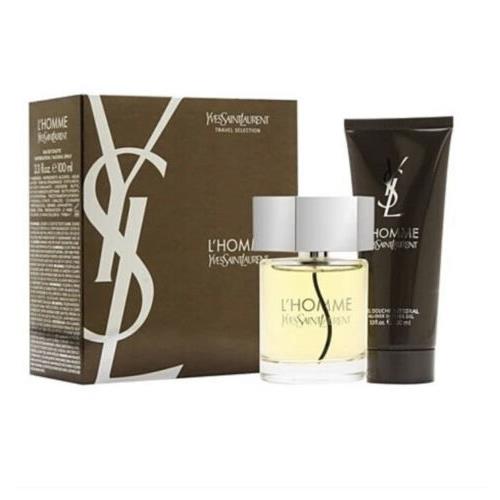 Yves Saint Laurent Ysl L Homme 2pc Fift Set with 3.3oz Edt + 3.4oz Shower Gel Duty Free Gift Set