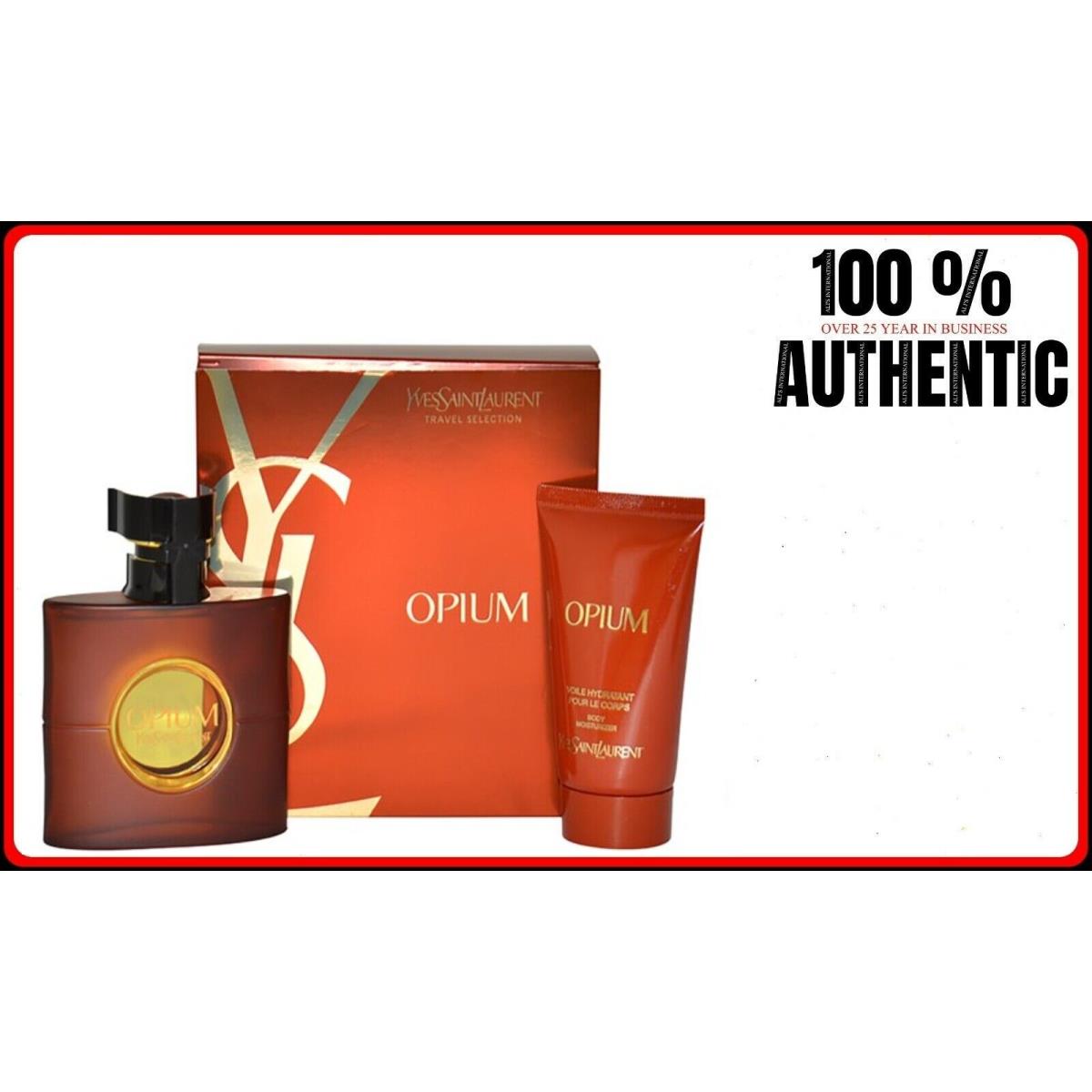 Opium By Yves Saint Laurent 2 Pc Set 1.6oz Edt Spray + 1.6oz Body Moisturizer