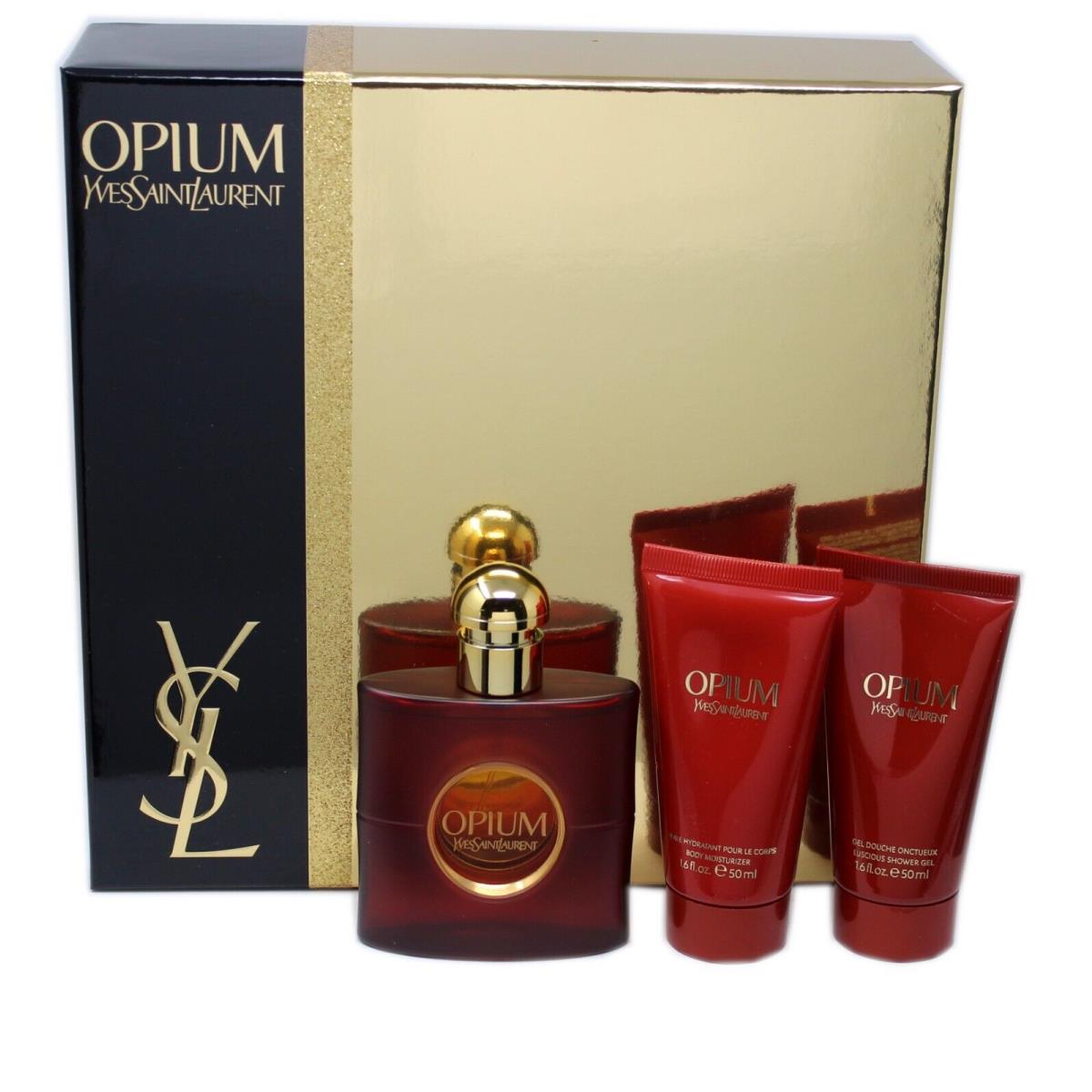 Yves Saint Laurent Opium 3 Piece Gift Set For Women Eau DE Toilette Spray 50ML