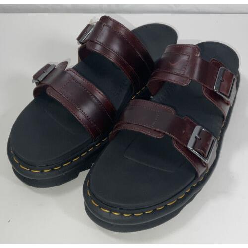 Unisex Dr. Martens Myles Brando Leather Buckle Slide Sandals - Brown - 13