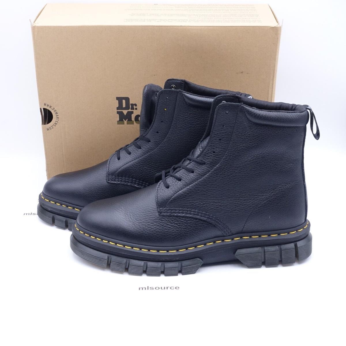 Size 14 Men`s Dr. Martens Rikard 8-Eye Combat Boots 27576001 Black/polished