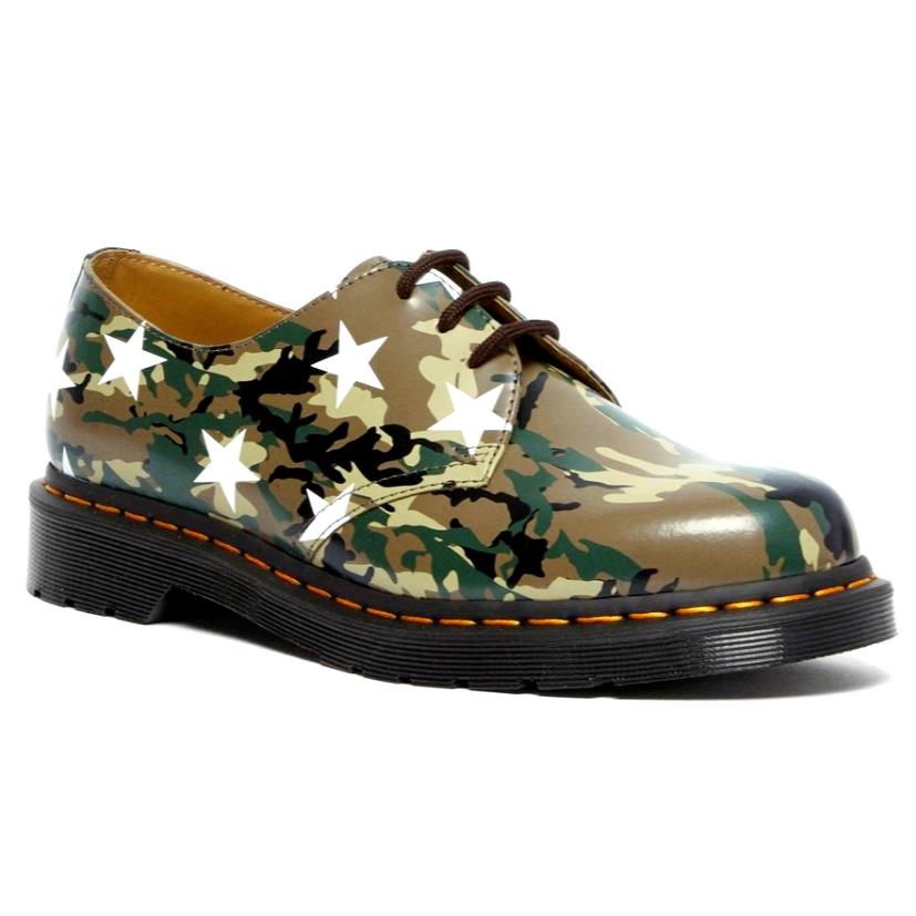 Dr Martens x End x Sophnet 1461 US Mens 10 Green Camo White Star Smooth Leather