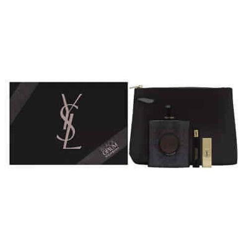 Black Opium by Yves Saint Laurent 4 PC Set 3 oz Edp Spray + Mascara + Lipstick