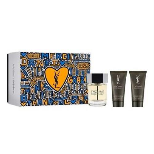 Yves Saint Laurent Ysl L`homme 3pc Gift Set - 3.4oz Edt + 1.6oz Shower Gel + 1.6oz Shower Gel Men