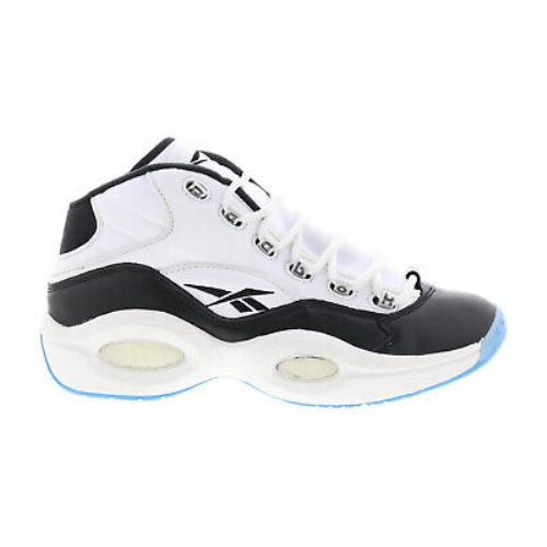 Reebok Question Mid Mens White Leather Lace Up Athletic Basketball Shoes - White