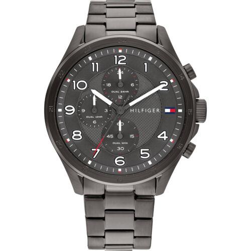 Tommy Hilfiger Men`s Watch Axel Dual Time Grey Stainless Steel Bracelet 1792008