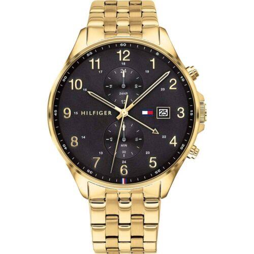 Tommy Hilfiger Men`s Watch West Black Dial Yellow Gold Bracelet Quartz 1791708