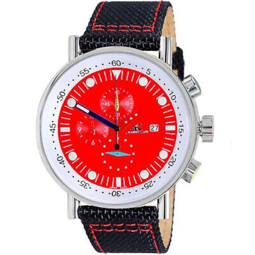 Adee Kaye Men`s Cavalier Red Dial Watch - AK2267-40RD