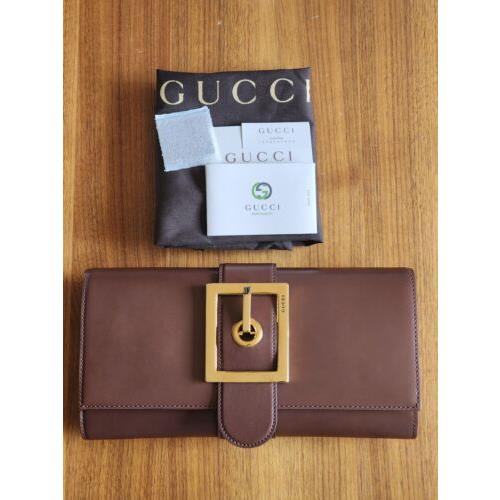 Gucci Women`s Leather Clutch Handbag Mauve Taupe