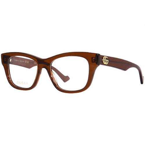 Gucci GG0999O 003 Eyeglasses Frame Women`s Brown Full Rim Cat Eye Shape 52mm