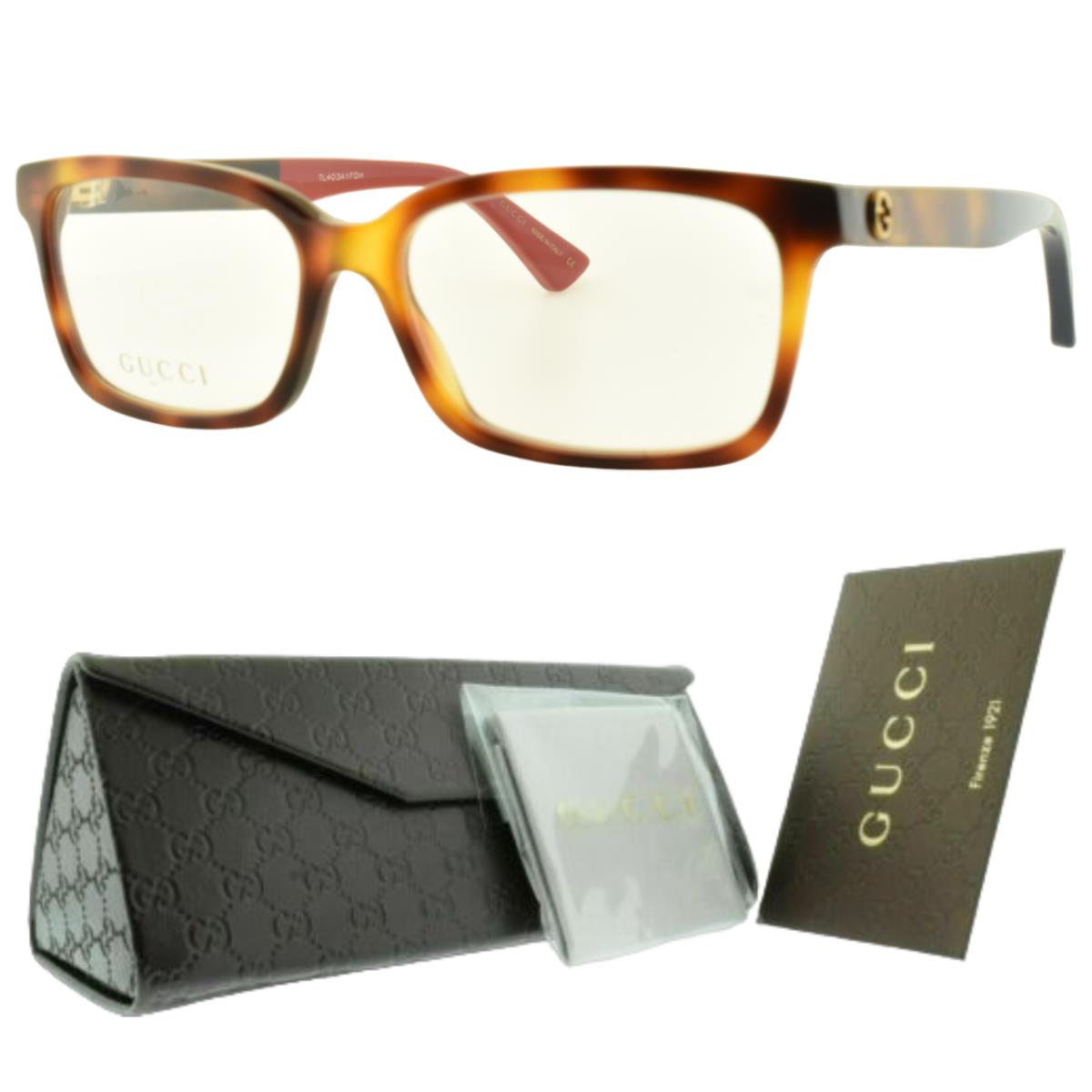 Gucci GG0168O 008 Tortoiseshell Rectangle Full Rim Womens Optical Frames