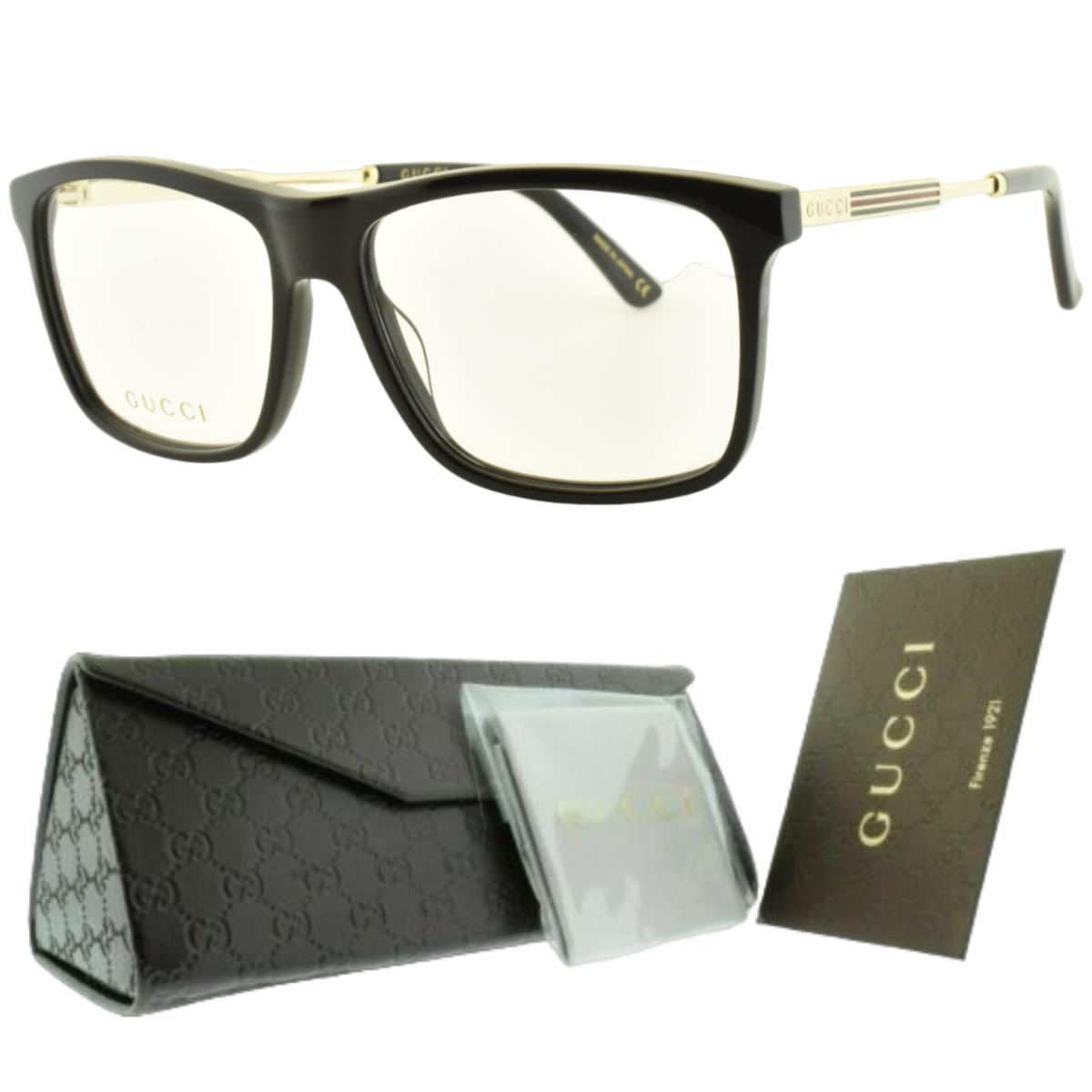 Gucci GG0303O Black/gold Square Full Rim Mens Optical Frames