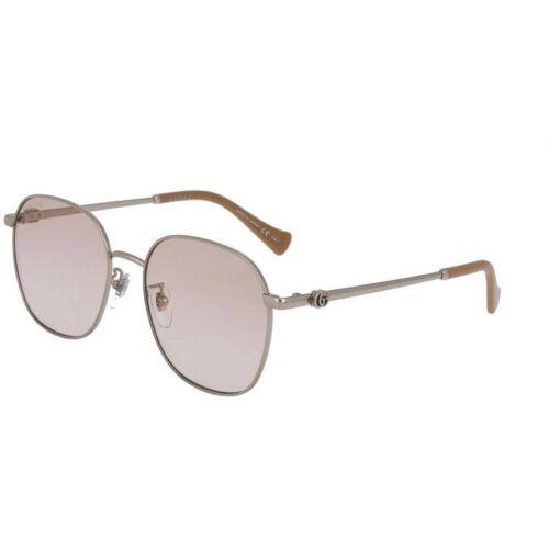 Gucci Women`s Sunglasses Silver Metal Round Shape Frame Pink Lens GG1142SA 004