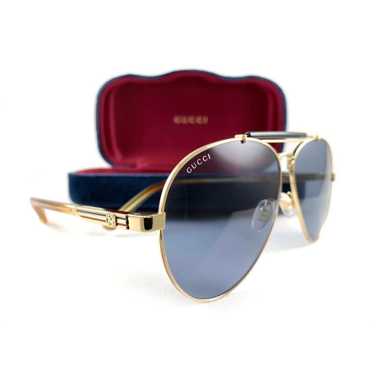 Gucci Sunglasses GG1287S Gold Havana Blue Grey 004