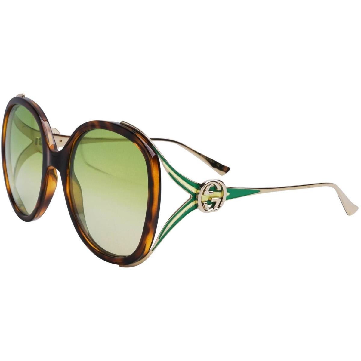 Gucci Women`s Sunglasses Havana Butterfly Shape Frame Green Lens GG0226S 006 - Frame: Havana, Lens: Green