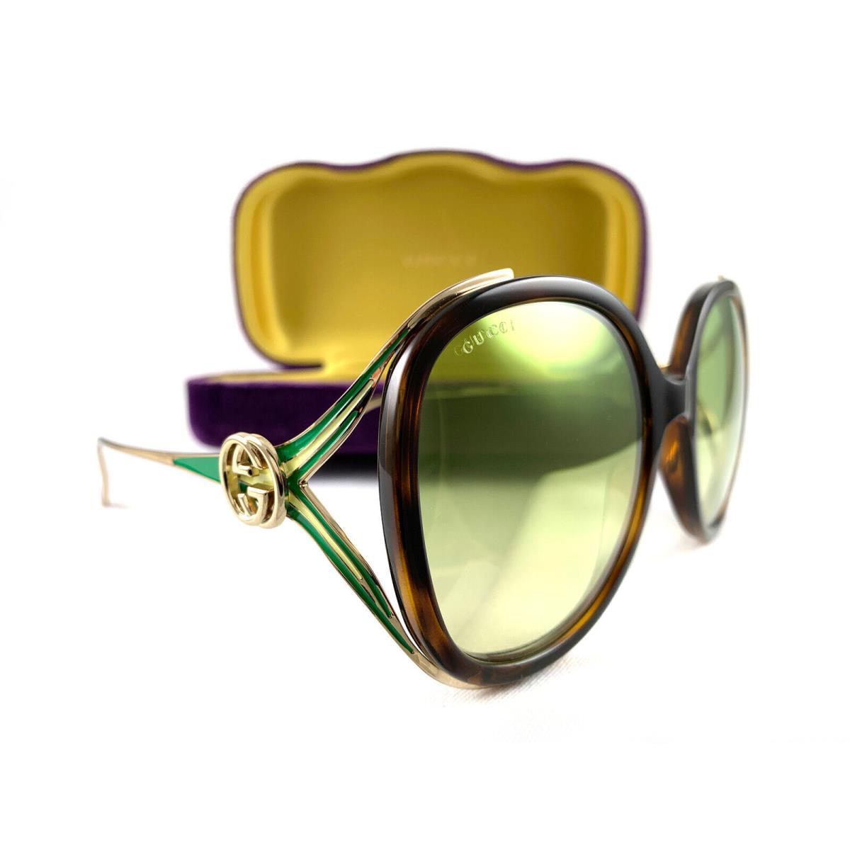 Gucci Sunglasses GG0226S Havana Gold Green 006