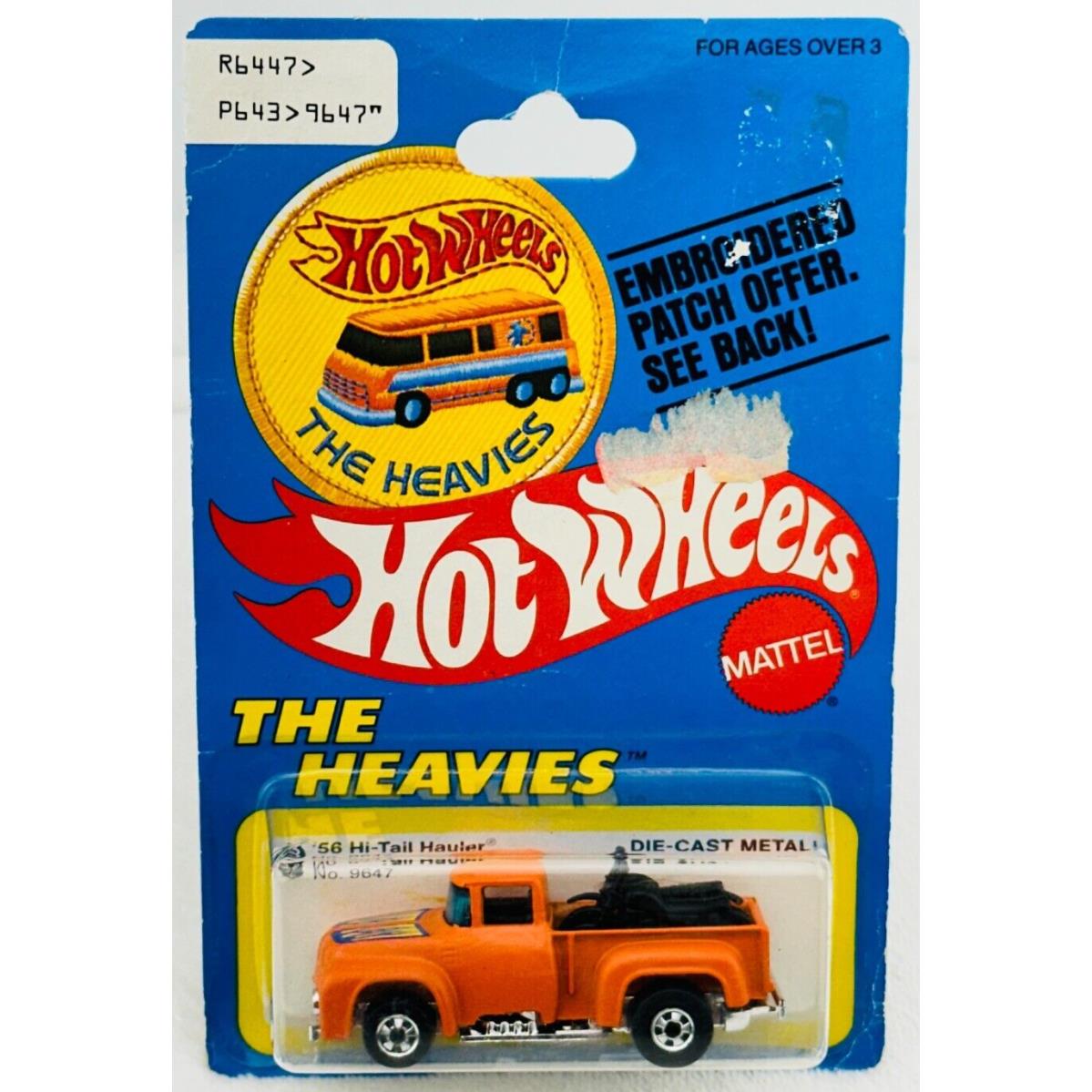 Hot Wheels Blackwall 56 HI Tail Hauler The Heavies 9647 Patch Card in Blister