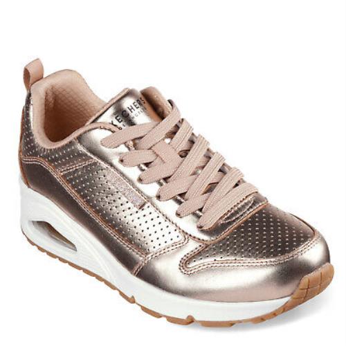 Women`s Skechers Street Uno Metallixs Sneaker 177109-RSGD Rose/gold Fabric Le - Rose/Gold