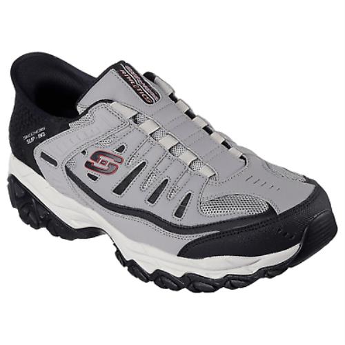 Skechers Men`s 237563 After Burn M. Fit Ridgeburn Gray Black Slip-ins Work Shoes - Gray, Black