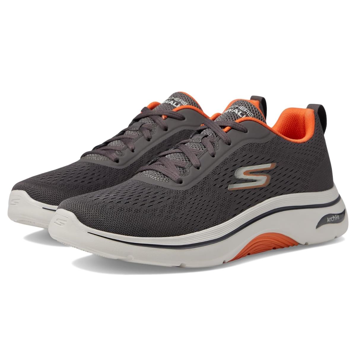 Man`s Sneakers Athletic Shoes Skechers Performance Go Walk Arch Fit 2.0 Charcoal/Orange