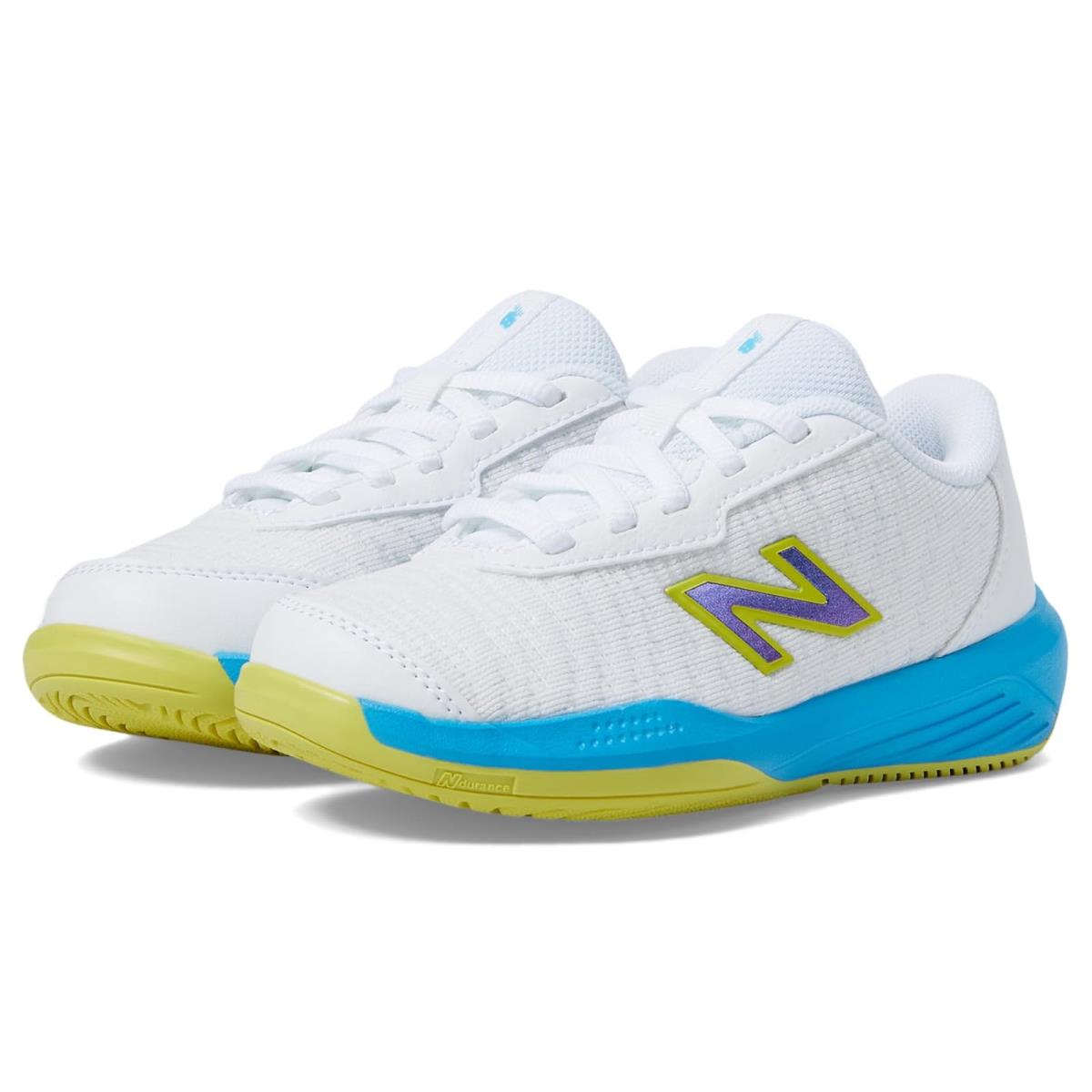 Girl`s Sneakers Athletic Shoes New Balance Kids 996v5 Little Kid/big Kid White/Spice Blue