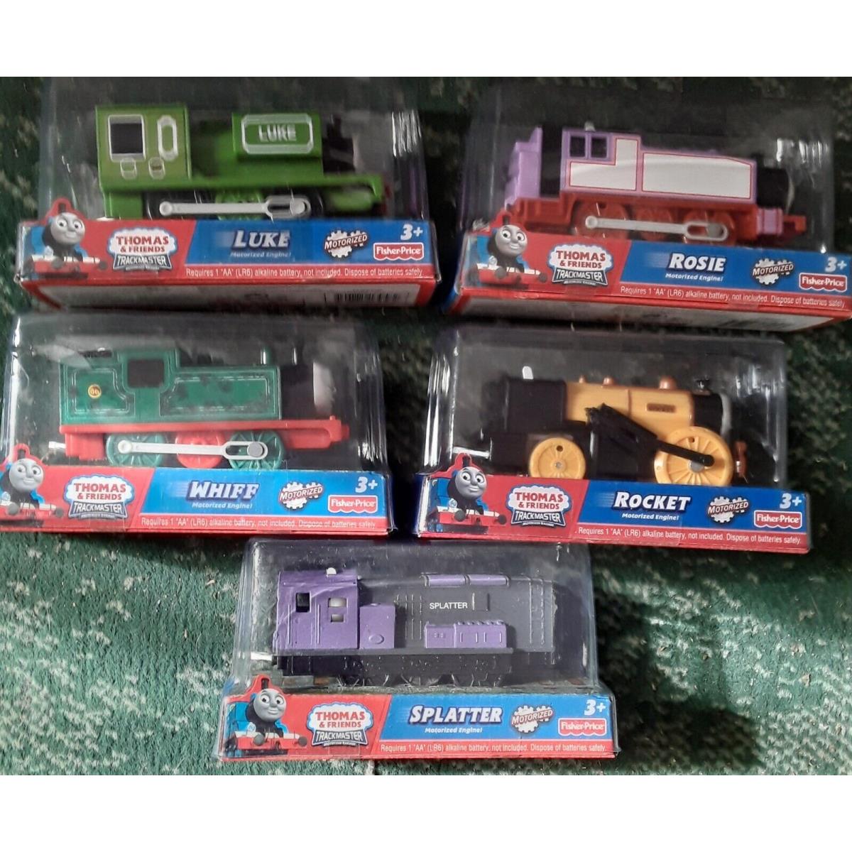 5 Thomas Trackmaster Trains Splatter Rocket Whiff Rosie Luke