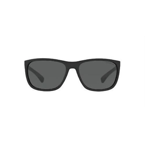 Emporio Armani EA4078 506387 Black Rubber Grey Rectangle 62 mm Men`s Sunglasses