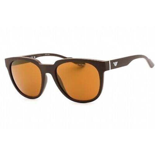 Emporio Armani EA4205 52606H Sunglasses Matte Brown Frame Brown Mirror