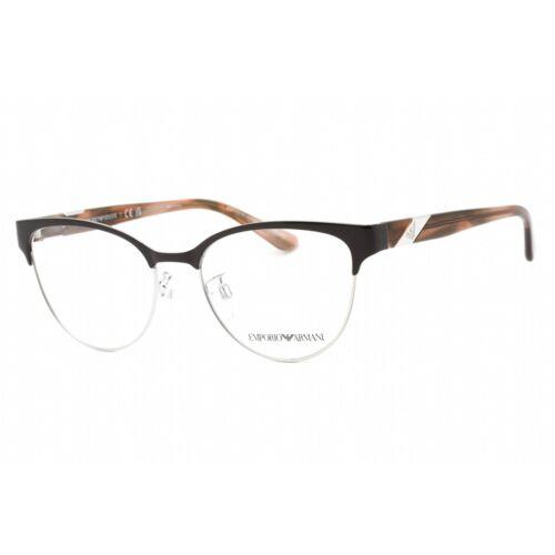 Emporio Armani Women`s Eyeglasses Shiny Brown/silver Cat Eye Frame 0EA1130 3178
