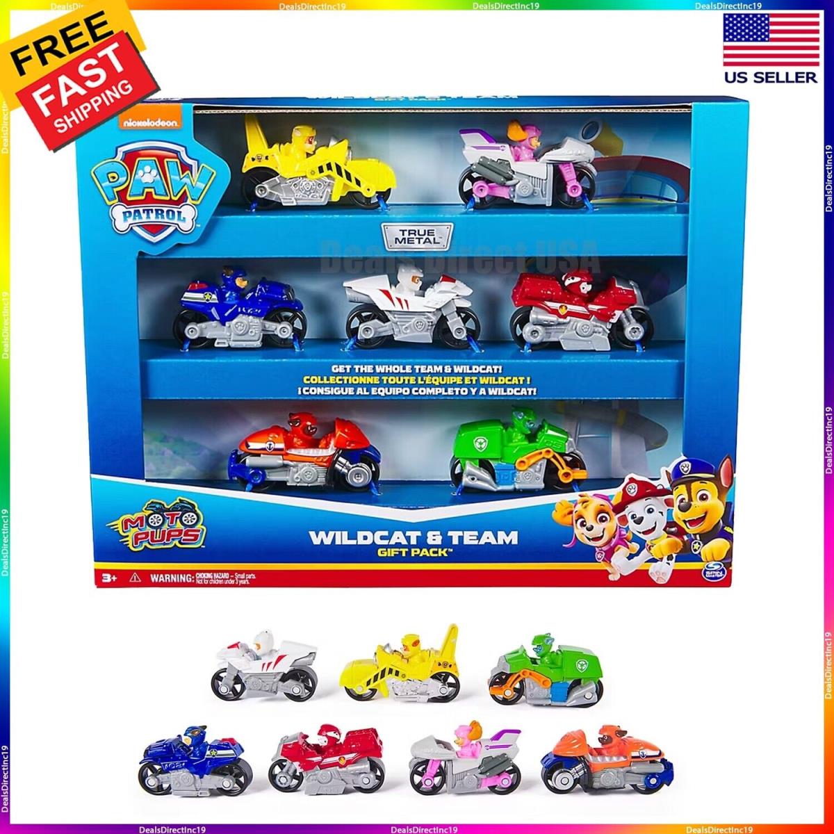 Paw Patrol Moto Pups True Metal Collectible Die-cast Vehicles 7Pc Gift Pack