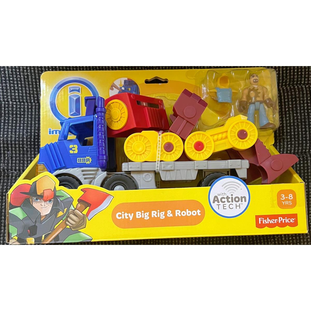 Imaginext City Big Rig Blue Truck w Red Robot Driver - Working Sound - 2013