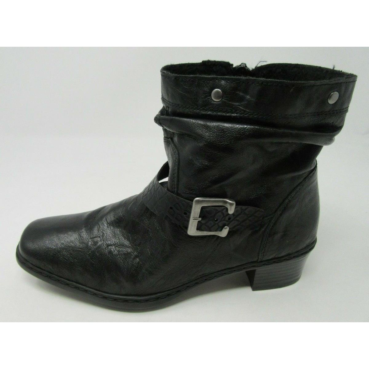 Rieker Women`s Fleece Lined Black Textured Ankle Boots Size 36 5.5/6 74573-00