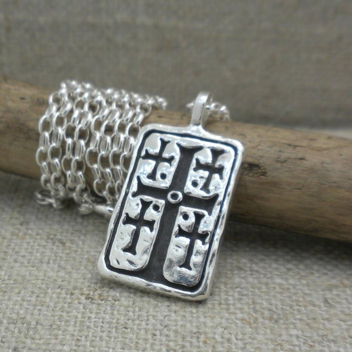 Hamilton Sterling Silver Irish Medium Square Inismurray Cross 18 Chain Made in Irelaand