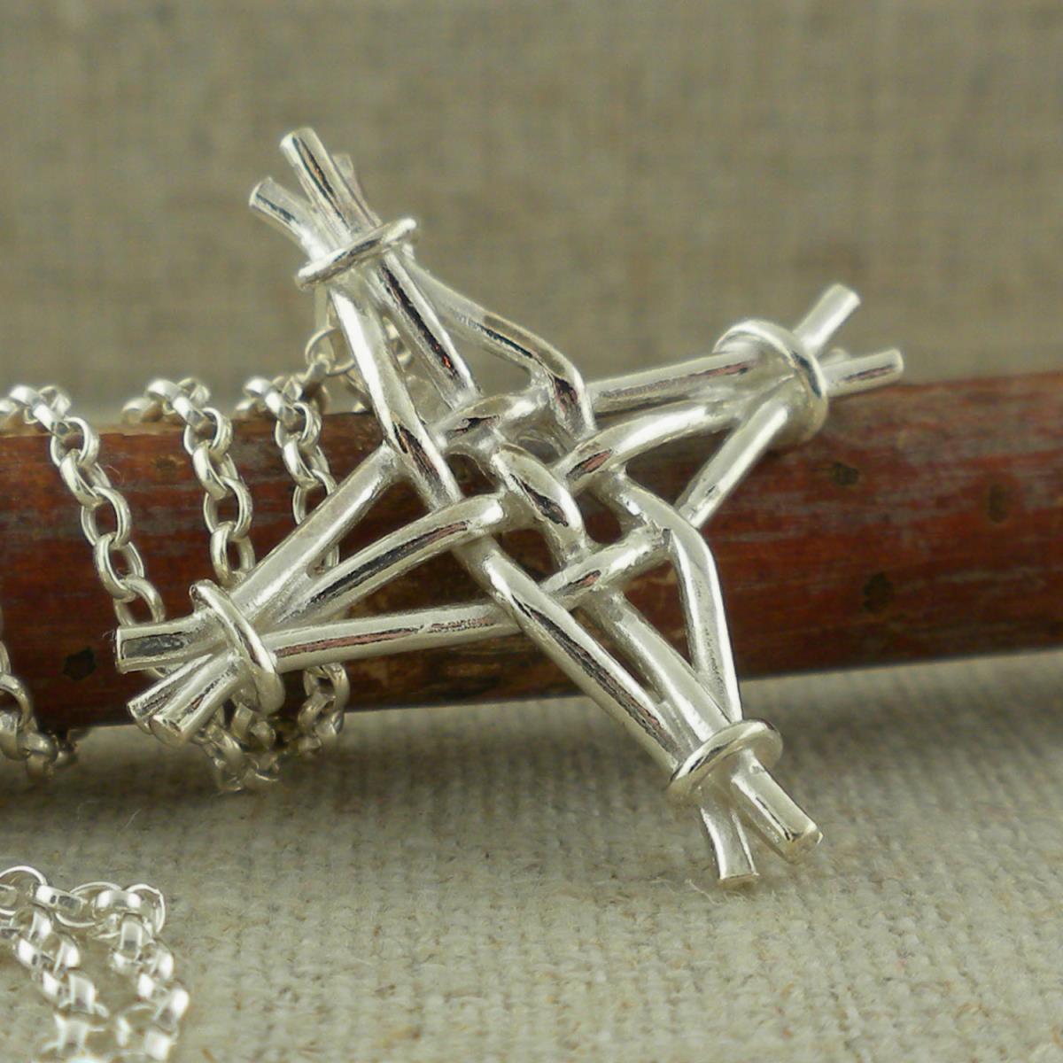 Hamilton Sterling Silver Irish Large St. Brigid`s Bridget`s Cross Pendant Made in Ireland