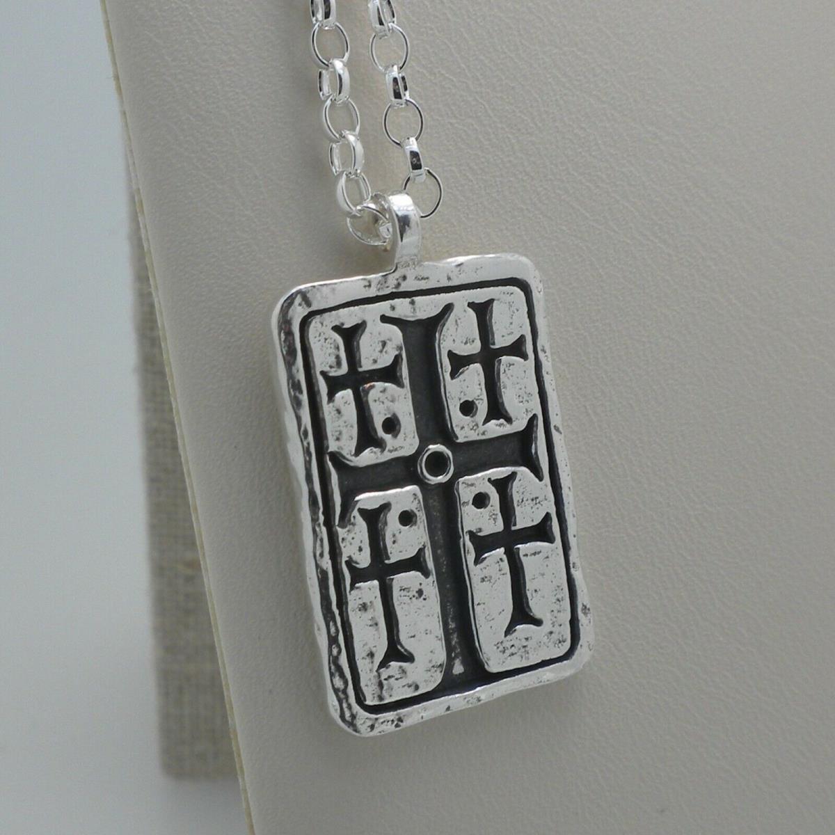 Hamilton Sterling Silver Irish Large Square Inismurray Cross 20 Chain Made in Irelaand