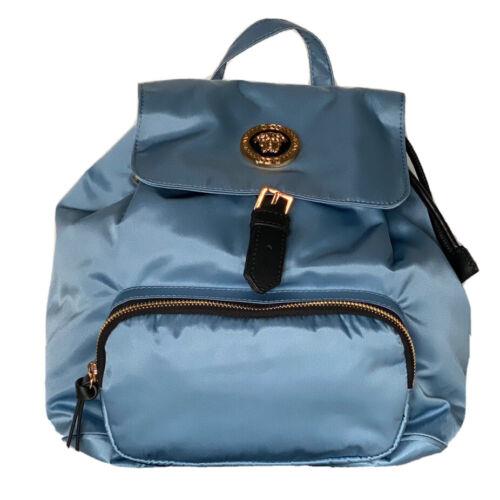 Versace Nylon/leather Cornflower Blue Backpack Made in Italy 1002876 1A02155