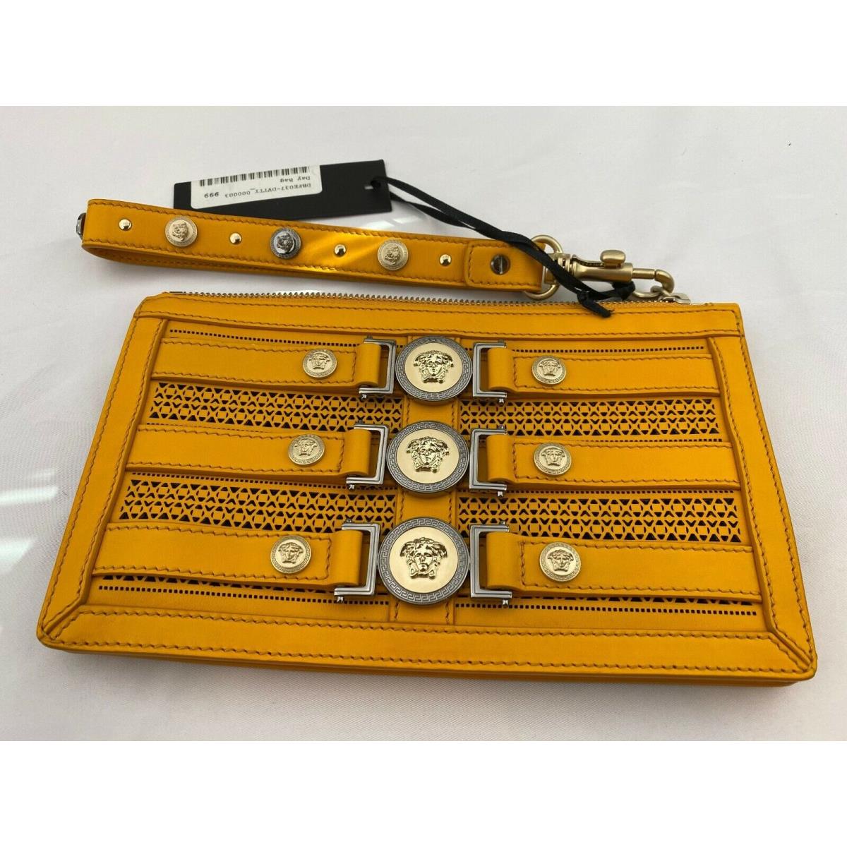 Versace Leather Orange Women`s Wristlet Clutch Yellow