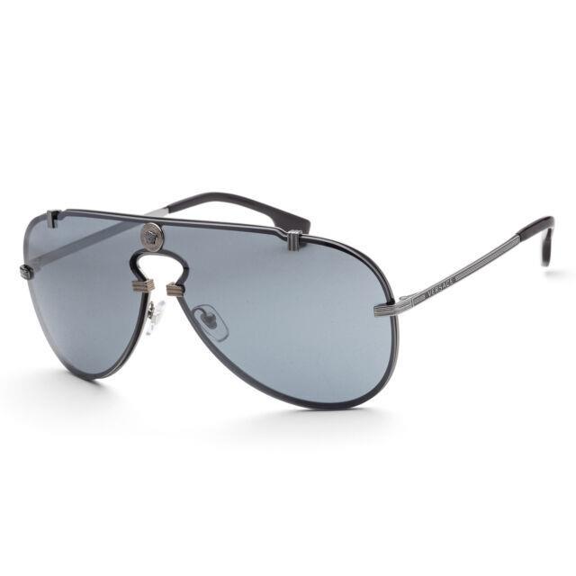 Versace VE2243 10016G Gray Mirrored Black Shield Men`s Sunglasses 43