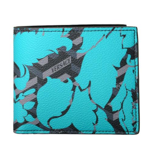 Versace Unisex Multi-color Textured Leather Floral Print Bifold Wallet