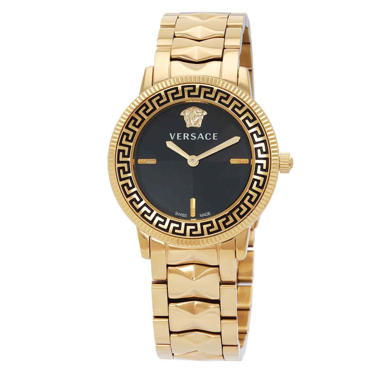 Versace V-tribute Quartz Black Guilloche Dial Ladies Watch VE2P00622