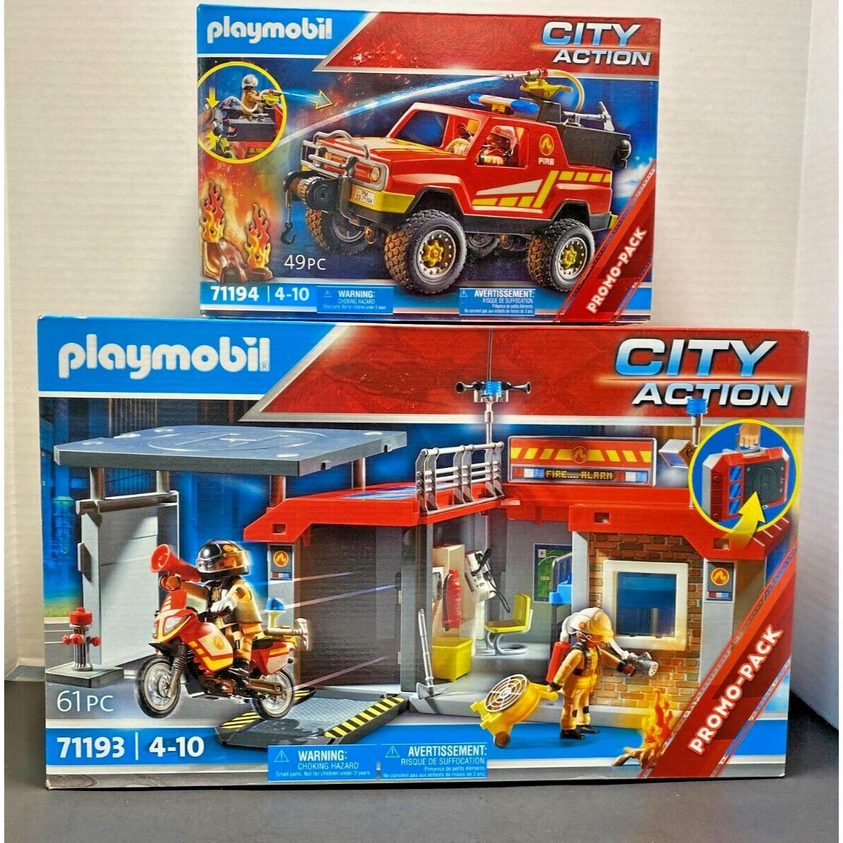 Playmobil City Action Promo-pack Firehouse Blazing Firetruck 71193 71194