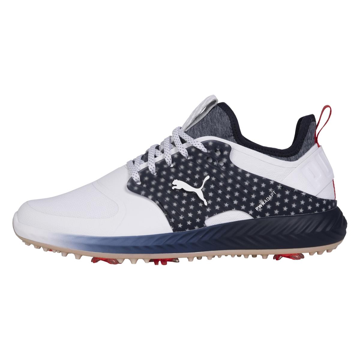 Puma Golf Men`s Ignite Pwradapt Caged Team Usa Golf Shoe Navy/White/Red