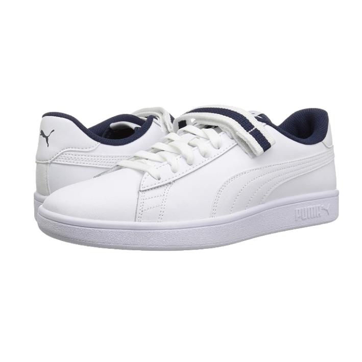 Puma Men`s Smash v2 V Fresh Sneaker White Peacoat 12 M US - White / Peacoat, Manufacturer: White / Peacoat