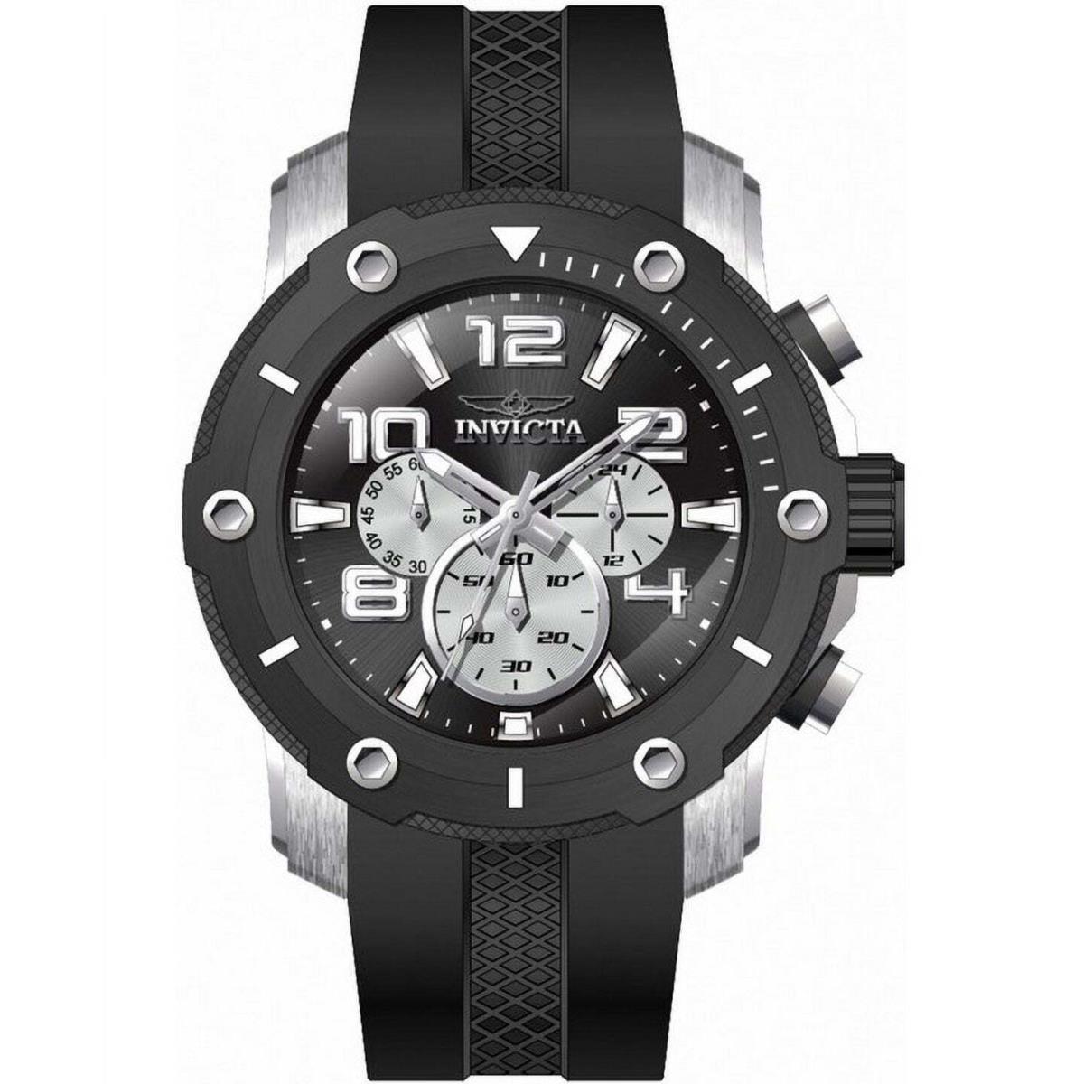 Invicta Pro Diver Chronograph Silicone Strap Black Dial Quartz 45739 100M