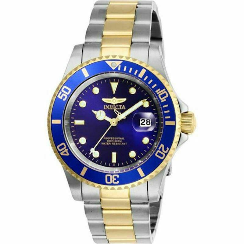 Invicta 26972 Pro Diver Blue Dial Two Tone Silver Gold IP Mens Two Tone Link