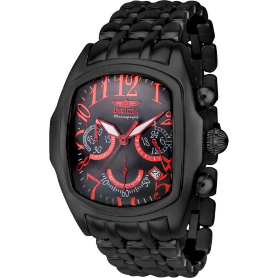 Invicta Lupah Chronograph Gmt Quartz Black Dial Men`s Watch 43157 - Dial: Black, Band: Black, Bezel: Black